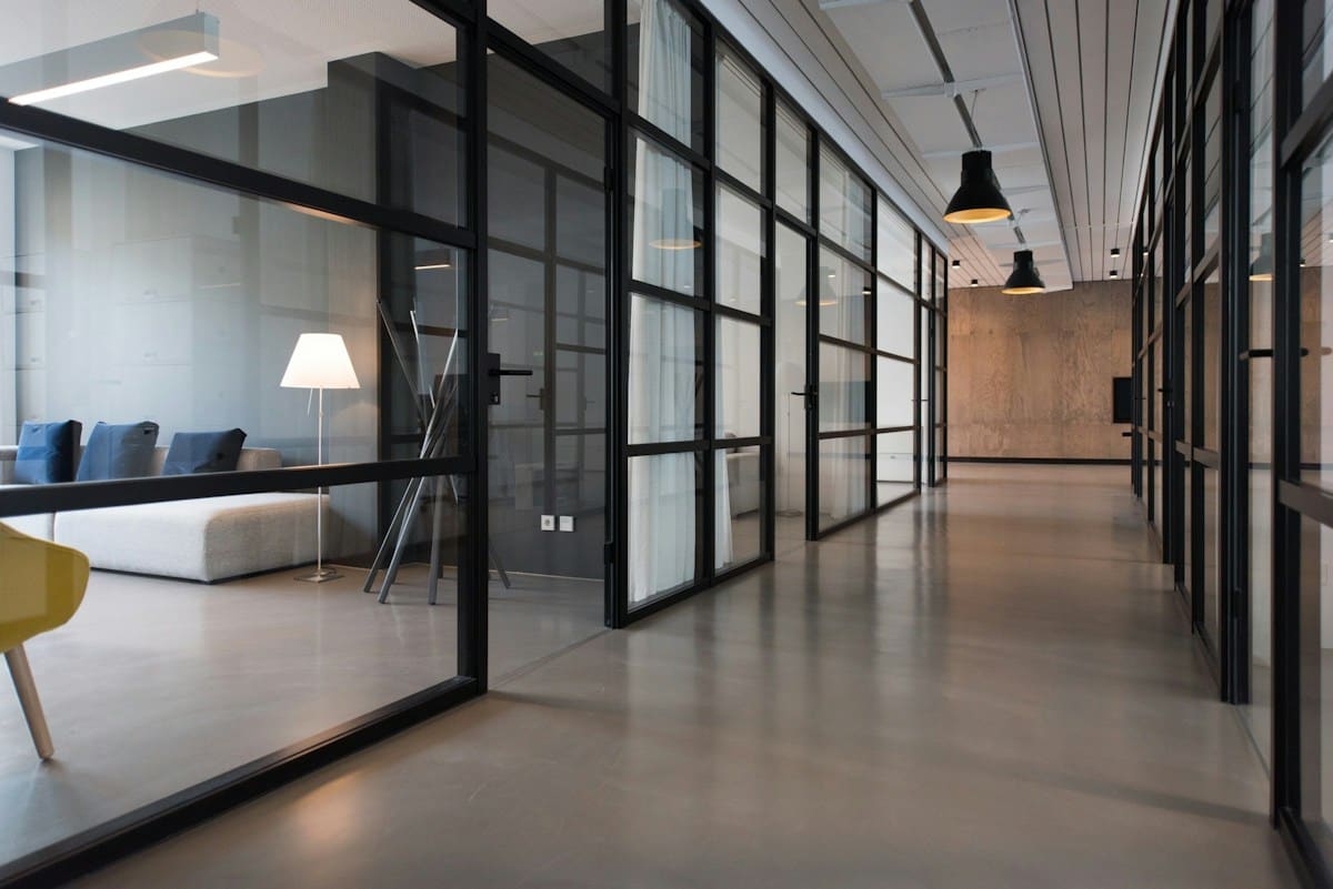Light-filled contemporary workspace showing interior design detail